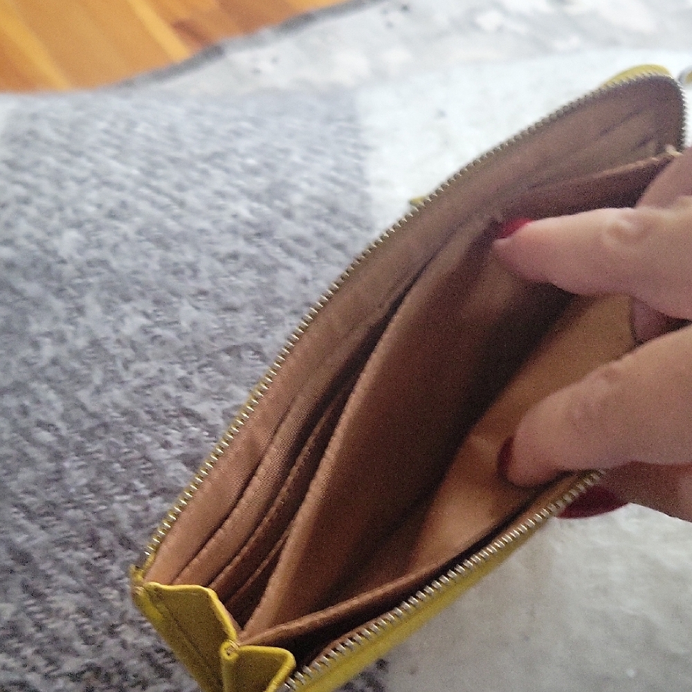 Yellow Leather Wristlet Wallet - Picture 5 of 11
